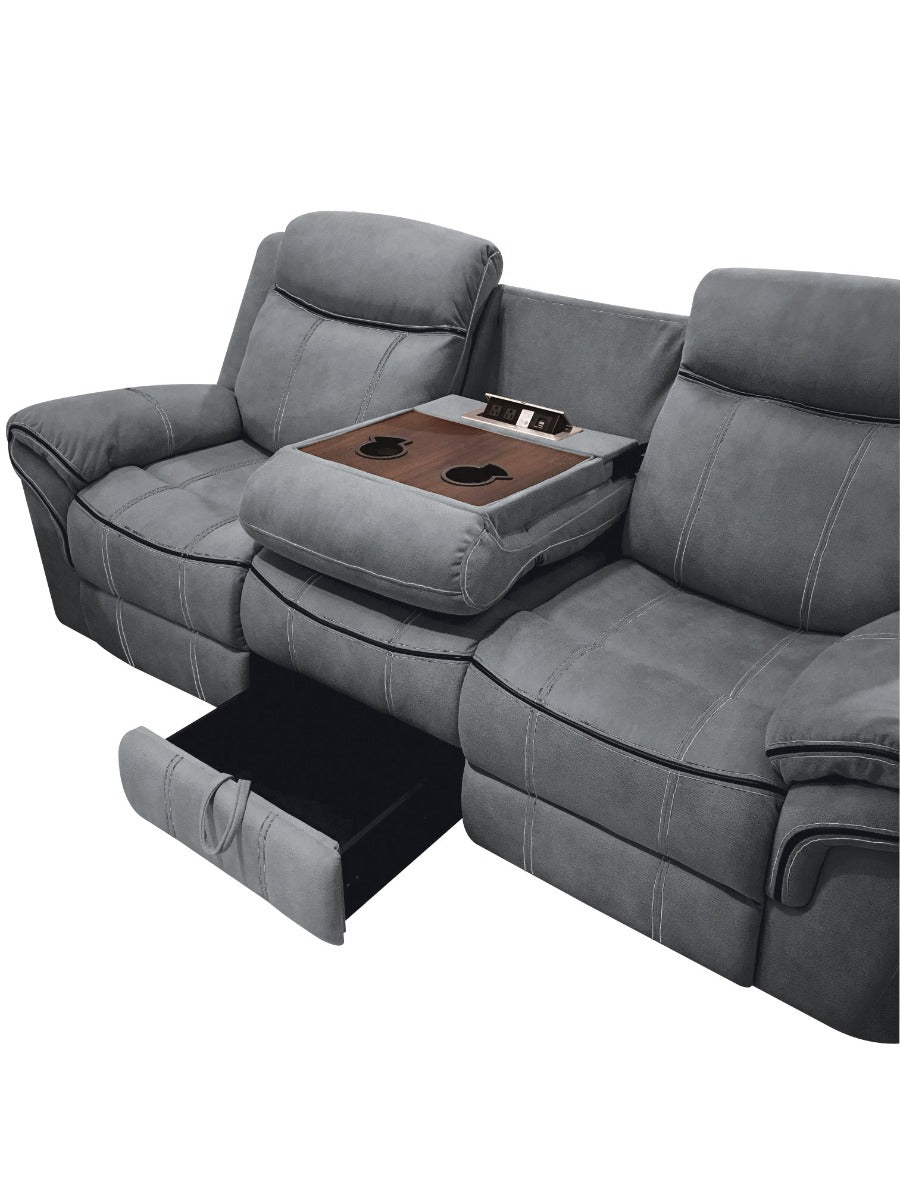 Zubaida 2Tone Gray Velvet Glider Motion Sofa - Ornate Home