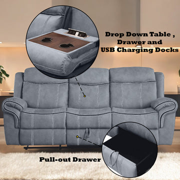 Zubaida 2Tone Gray Velvet Sofa (Glider & Motion) - Ornate Home