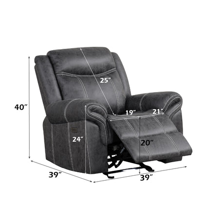 Zubaida Dark Gray  Power Motion Glider Recliner - Ornate Home