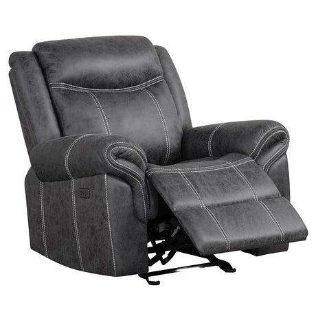 Zubaida Dark Gray  Power Motion Glider Recliner - Ornate Home