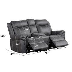 Zubaida Dark Gray  Power Motion Loveseat w/USB - Ornate Home
