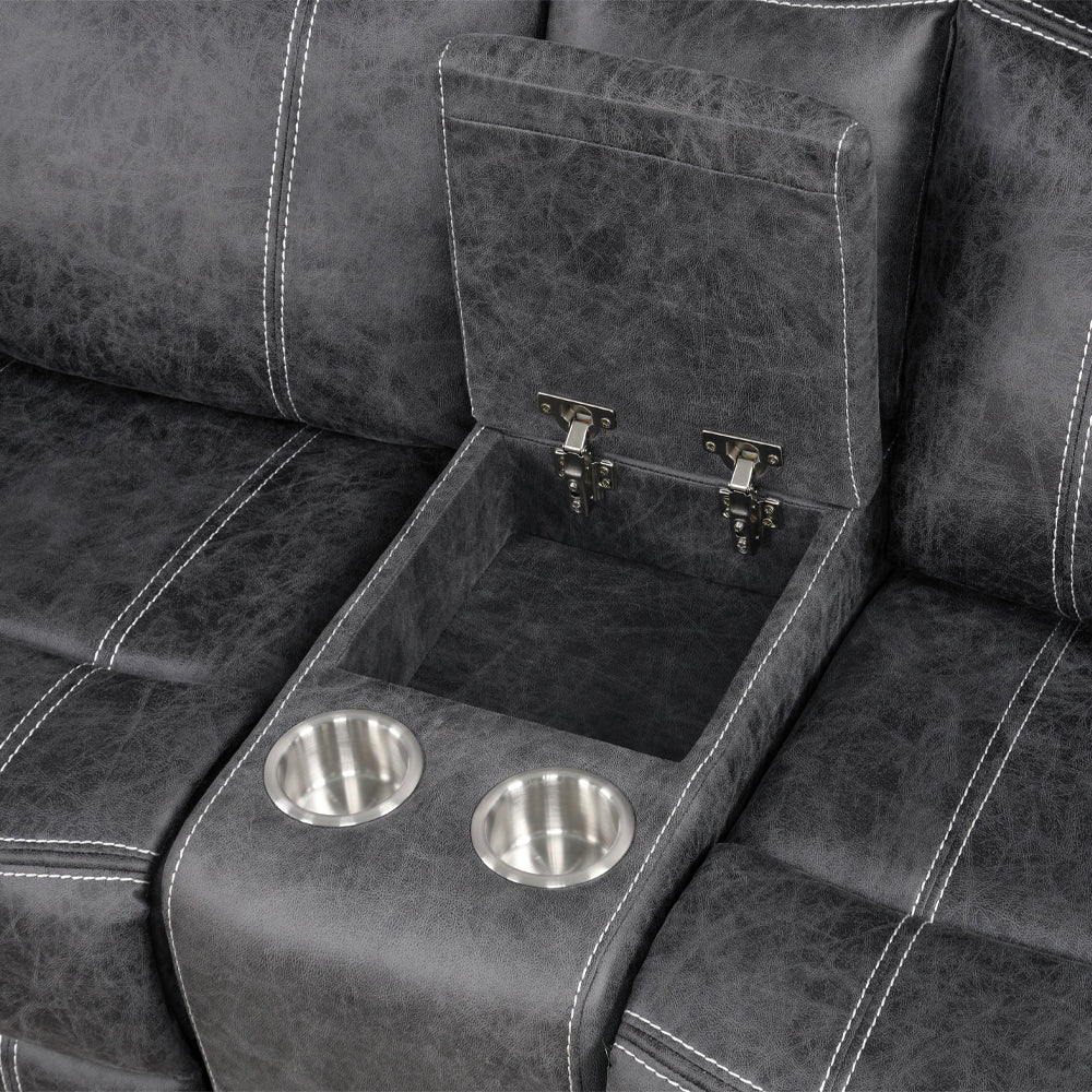 Zubaida Dark Gray  Power Motion Loveseat w/USB - Ornate Home