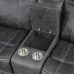 Zubaida Dark Gray  Power Motion Loveseat w/USB - Ornate Home