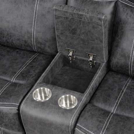 Zubaida Dark Gray  Power Motion Loveseat w/USB - Ornate Home