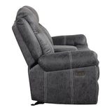 Zubaida Dark Gray  Power Motion Loveseat w/USB - Ornate Home