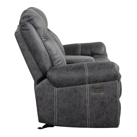 Zubaida Dark Gray  Power Motion Loveseat w/USB - Ornate Home