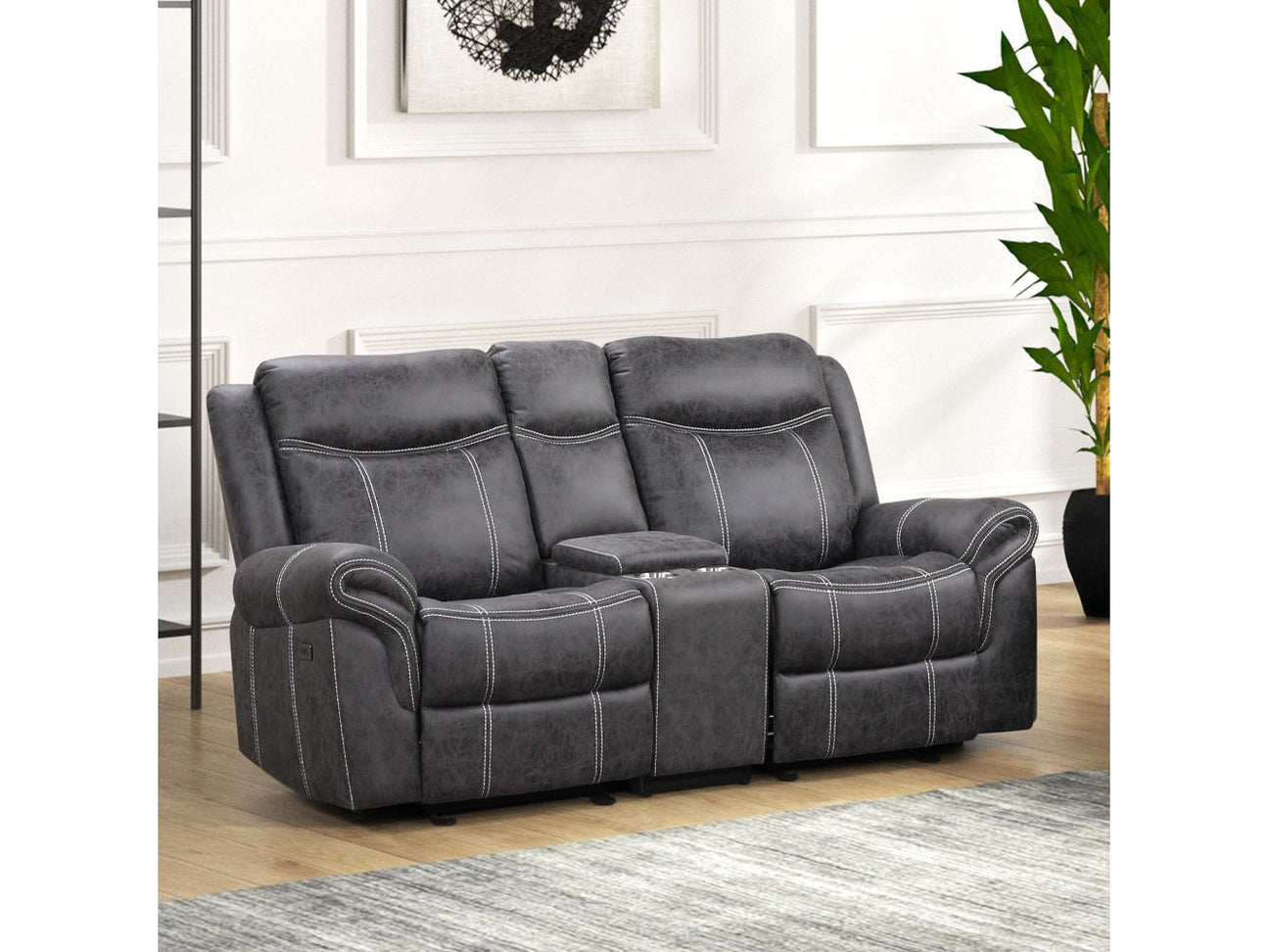 Zubaida Dark Gray  Power Motion Loveseat w/USB - Ornate Home