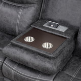Zubaida Dark Gray  Power Motion Sofa w/Drop Down Table - Ornate Home