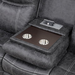 Zubaida Dark Gray  Power Motion Sofa w/Drop Down Table - Ornate Home
