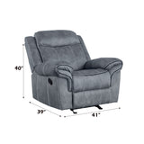 Zubaida Gray Velvet Motion Glider Recliner - Ornate Home