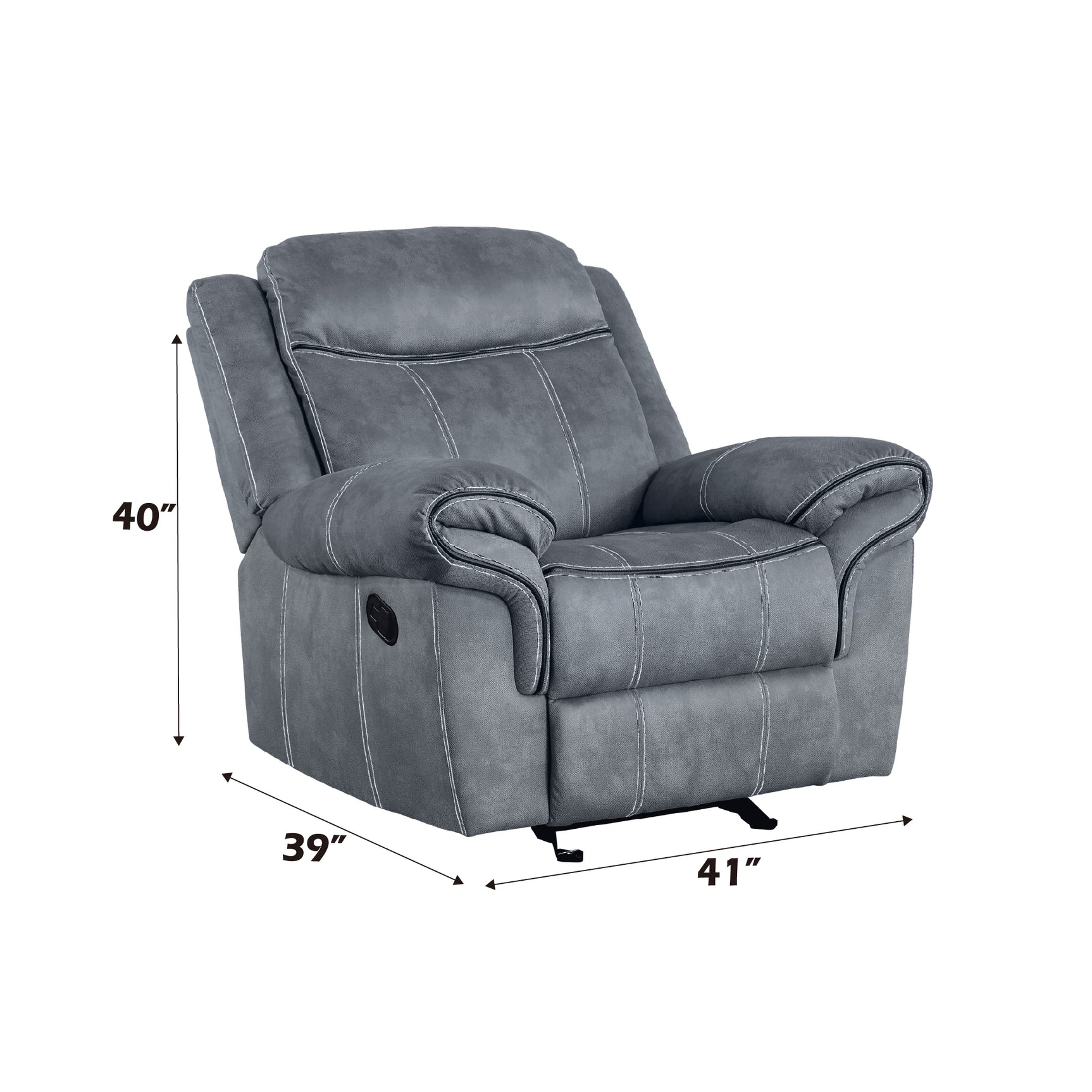 Zubaida Gray Velvet Motion Glider Recliner - Ornate Home