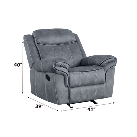 Zubaida Gray Velvet Motion Glider Recliner - Ornate Home