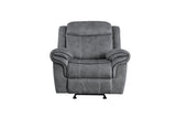 Zubaida Gray Velvet Motion Glider Recliner - Ornate Home