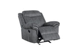 Zubaida Gray Velvet Motion Glider Recliner - Ornate Home