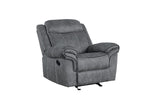 Zubaida Gray Velvet Motion Glider Recliner - Ornate Home