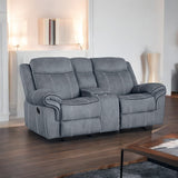 Zubaida Gray Velvet Motion Loveseat with Console - Ornate Home