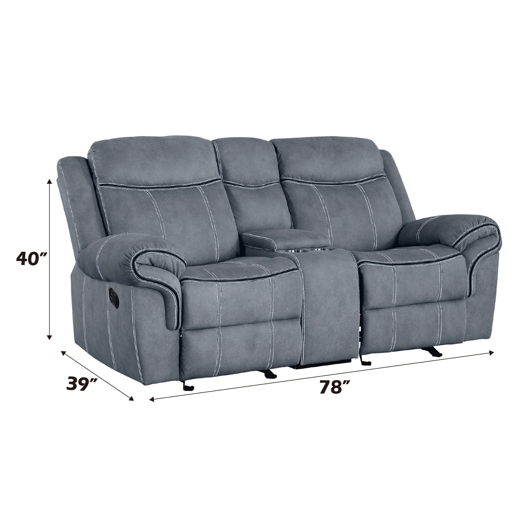 Zubaida Gray Velvet Motion Loveseat with Console - Ornate Home