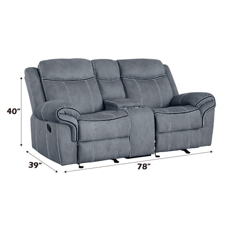 Zubaida Gray Velvet Motion Loveseat with Console - Ornate Home