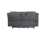 Zubaida Gray Velvet Motion Loveseat with Console - Ornate Home