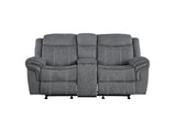 Zubaida Gray Velvet Motion Loveseat with Console - Ornate Home