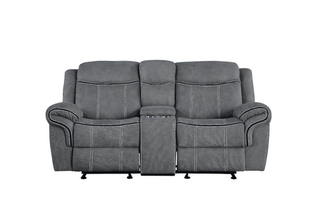 Zubaida Gray Velvet Motion Loveseat with Console - Ornate Home