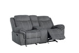Zubaida Gray Velvet Motion Loveseat with Console - Ornate Home