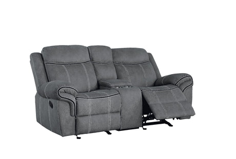 Zubaida Gray Velvet Motion Loveseat with Console - Ornate Home