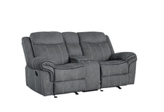Zubaida Gray Velvet Motion Loveseat with Console - Ornate Home