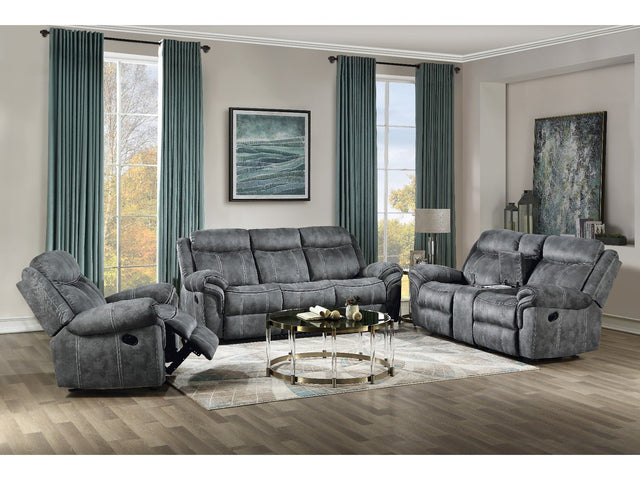 Zubaida Gray Velvet Motion Loveseat with Console - Ornate Home