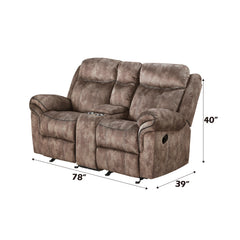 Zubaida Motion Chocolate Loveseat with Console - Ornate Home