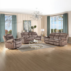 Zubaida Motion Chocolate Loveseat with Console - Ornate Home