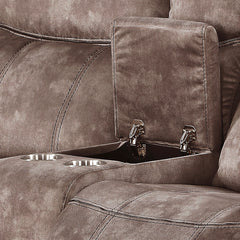 Zubaida Motion Chocolate Loveseat with Console - Ornate Home