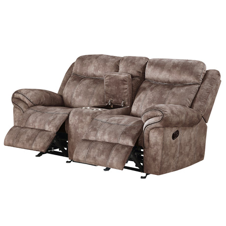Zubaida Motion Chocolate Loveseat with Console - Ornate Home