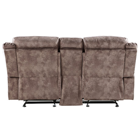 Zubaida Motion Chocolate Loveseat with Console - Ornate Home