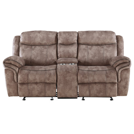 Zubaida Motion Chocolate Loveseat with Console - Ornate Home