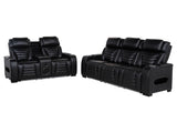Zuma Black 2-piece Faux Leather Dual Power LED Sofa Set - Ornate Home