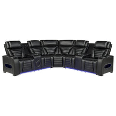 Zuma Black 3-Piece Dual Power Faux Leather Reclining Sectional Sofa - Ornate Home