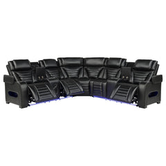 Zuma Black 3-Piece Dual Power Faux Leather Reclining Sectional Sofa - Ornate Home
