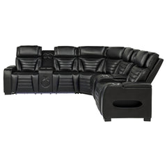 Zuma Black 3-Piece Dual Power Faux Leather Reclining Sectional Sofa - Ornate Home