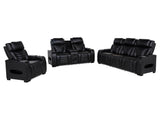 Zuma Black 3-piece Faux Leather Dual Power LED Sofa Set - Ornate Home