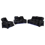 Zuma Black 3-piece Faux Leather Dual Power LED Sofa Set - Ornate Home