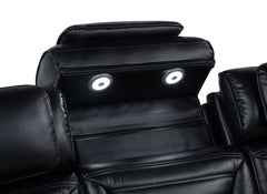 Zuma Black Faux Leather Dual Power Reclining LED Loveseat - Ornate Home