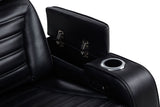 Zuma Black Faux Leather Dual Power Reclining LED Loveseat - Ornate Home