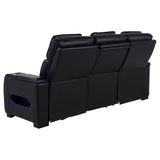 Zuma Black Faux Leather Dual Power Reclining LED Sofa - Ornate Home