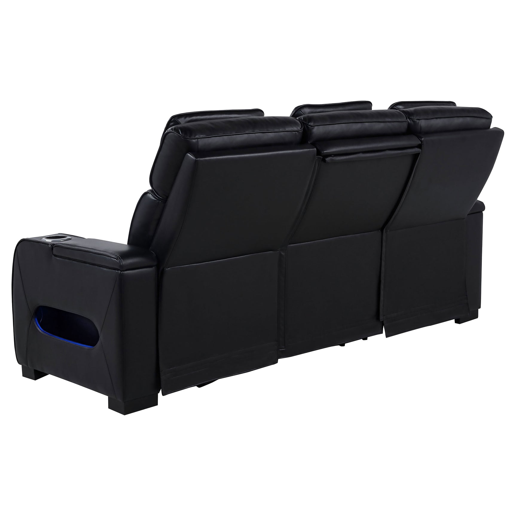 Zuma Black Faux Leather Dual Power Reclining LED Sofa - Ornate Home