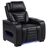 Zuma Black Faux Leather Upholstered Dual Power LED Recliner - Ornate Home