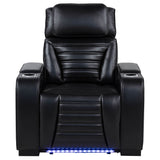 Zuma Black Faux Leather Upholstered Dual Power LED Recliner - Ornate Home