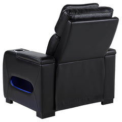 Zuma Black Faux Leather Upholstered Dual Power LED Recliner - Ornate Home