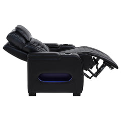 Zuma Black Faux Leather Upholstered Dual Power LED Recliner - Ornate Home