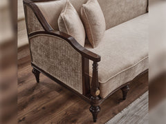 Zumrut Lux Beige Stationary Loveseat - Ornate Home